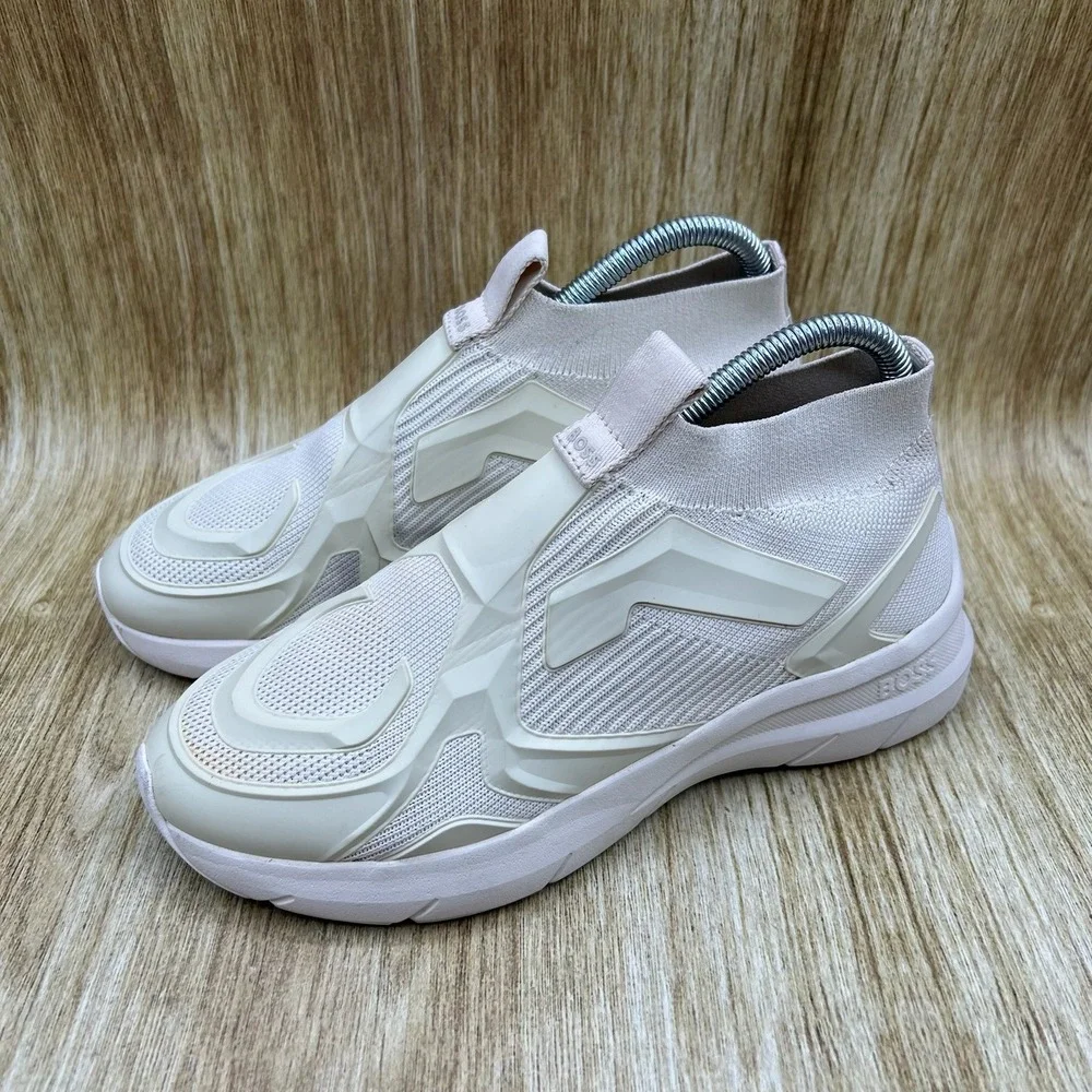 Hugo Boss Sock Sneakers Women's Size 7 EU 37 Cream White Slip On Knit Athleisure